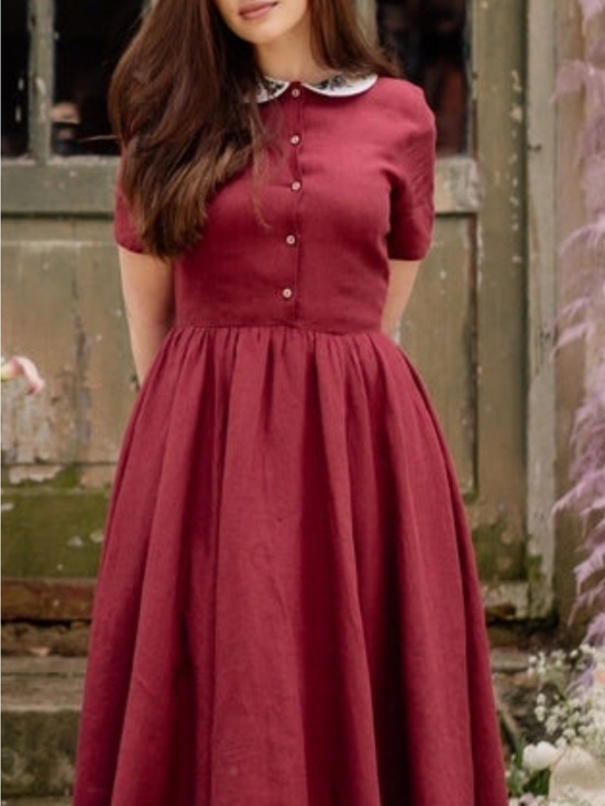 Son De Flor Marsala Red Classic Dress